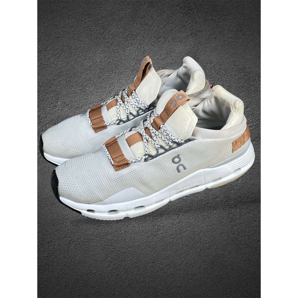 On Cloudnova White Tan Mens Running Shoes Sneakers 26.99177 Size 9.5